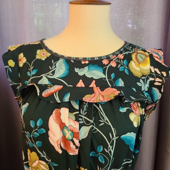 Ann Taylor Loft Vine Ruffle Shirt Dress Petite Sm - Picture 4 of 7